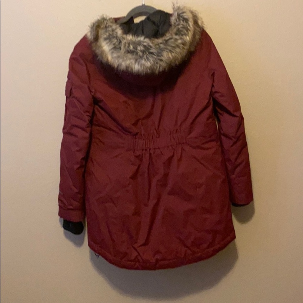 Red Eddie Bauer winter jacket